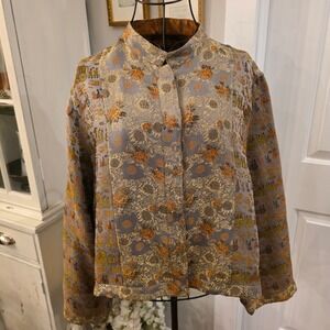 Vintage Asian Artwear Mandarin Collar Reversible Silk Jacquard Jacket Boho